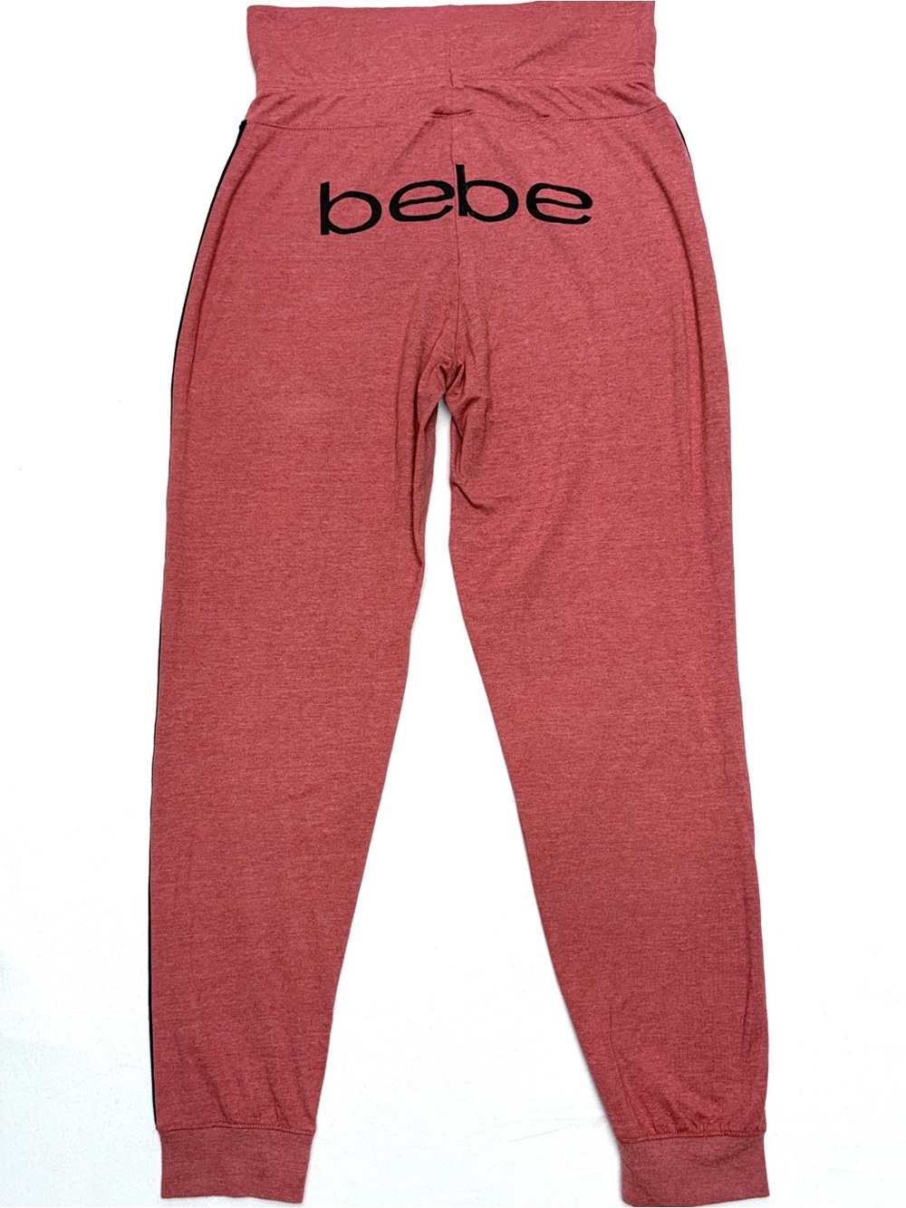 bebe Logo Joggers Women Large Red Lounge Pants Stripe